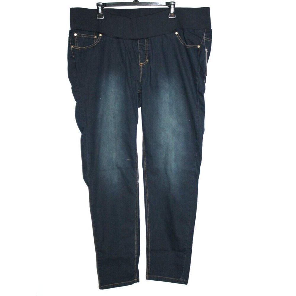 Times Two Maternity Denim Jeans Pregnancy Sz 2X Dark Blue Jean NEW NWT